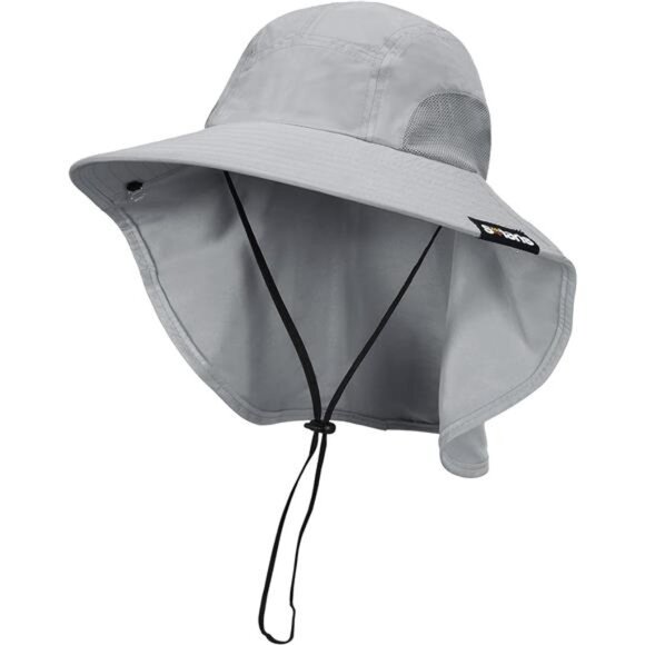 Neck Flap Sun Hat with Wide Brim - UPF 50+ Hiking Safari Fishing Caps for Men - Picture 1 of 7